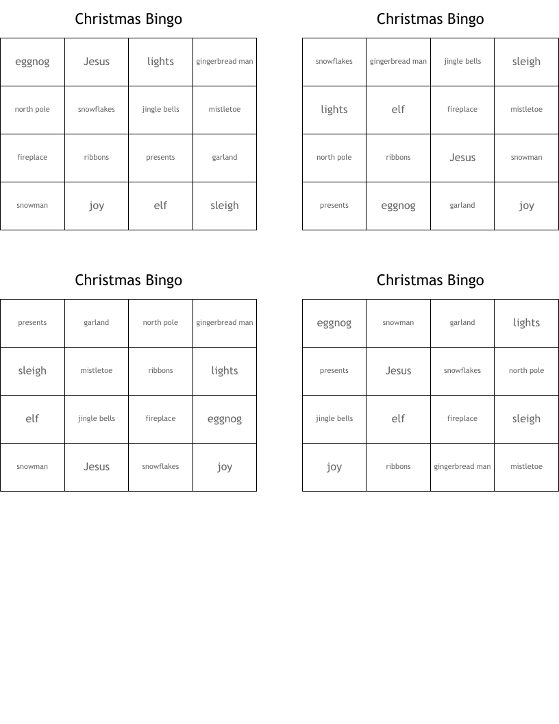 Christmas Bingo