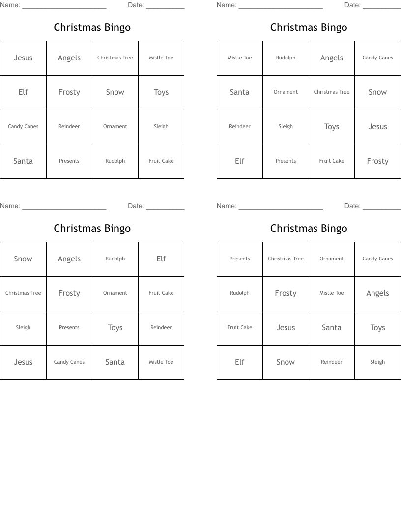 Christmas Bingo