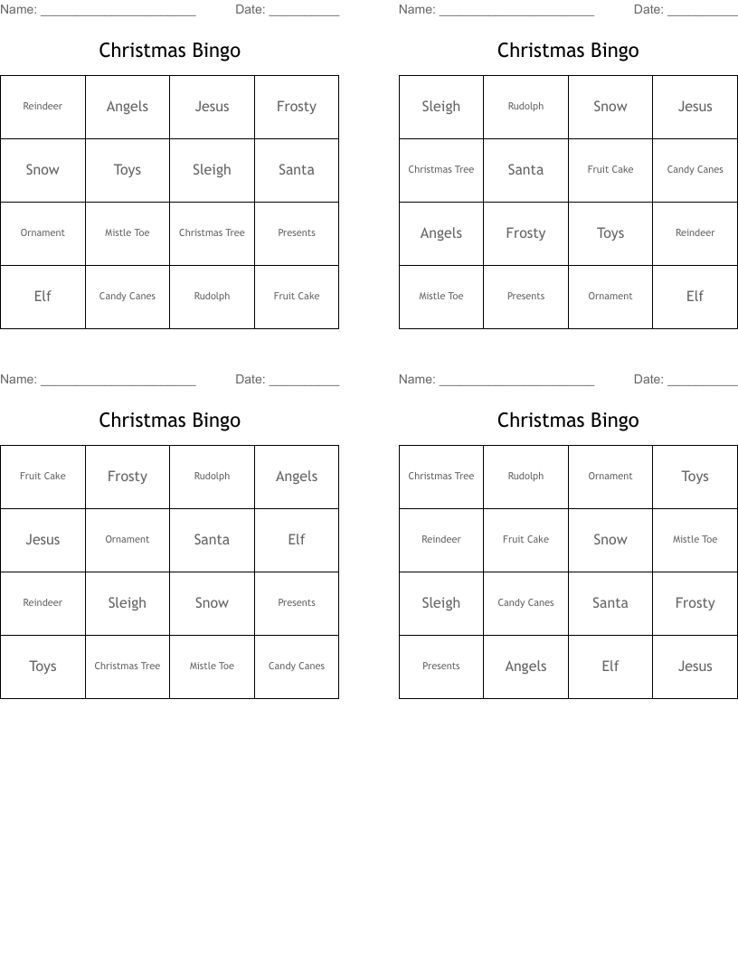 Christmas Bingo