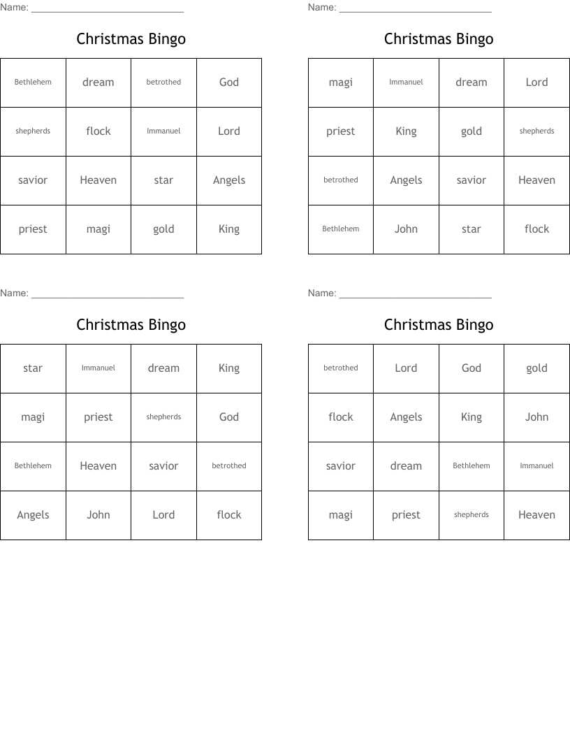 Christmas Bingo