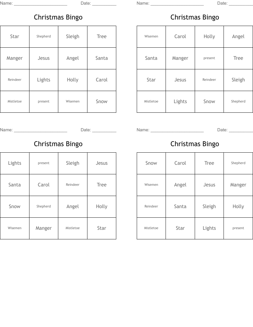 Christmas Bingo