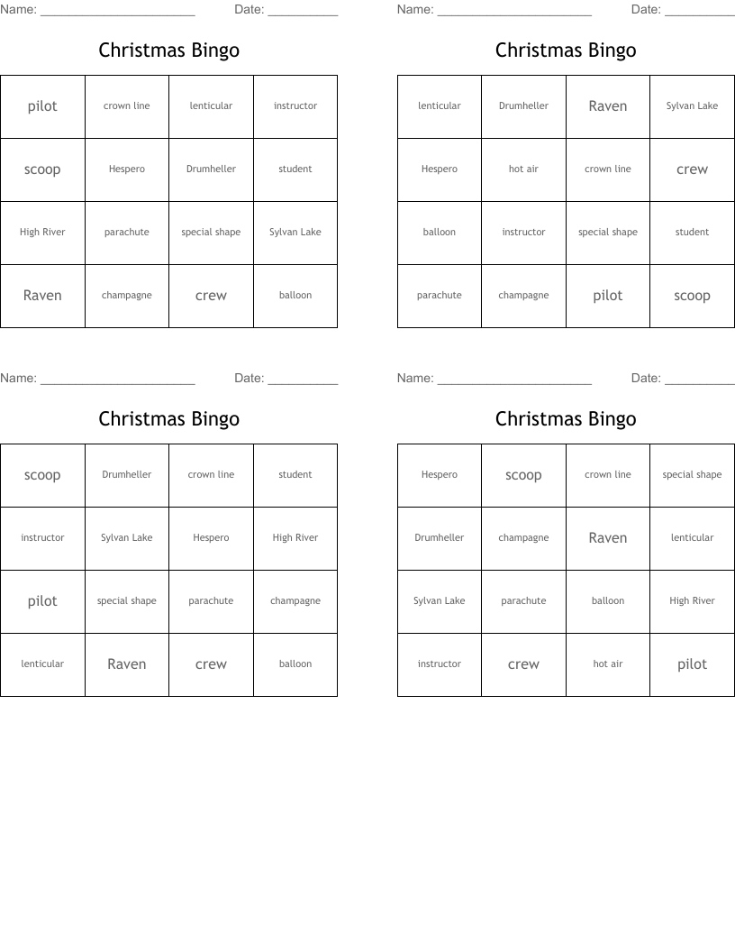 Christmas Bingo