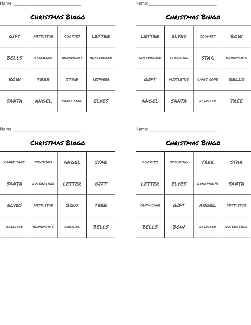 Christmas Bingo
