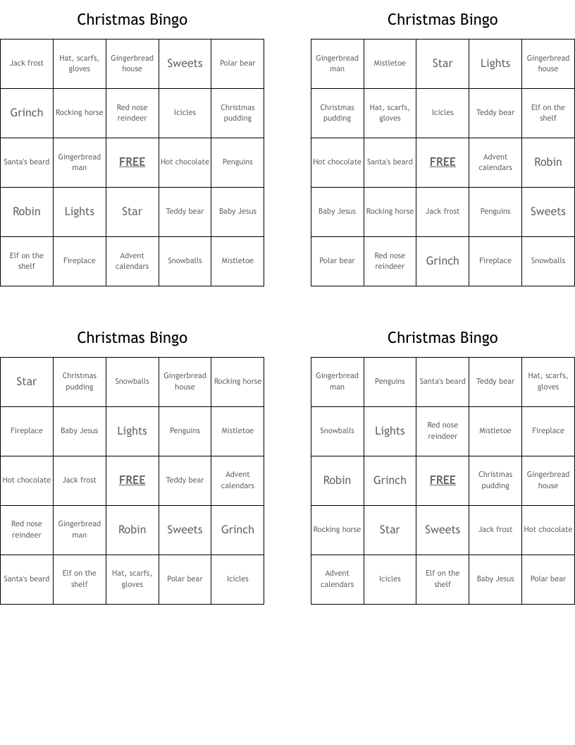 Christmas Bingo