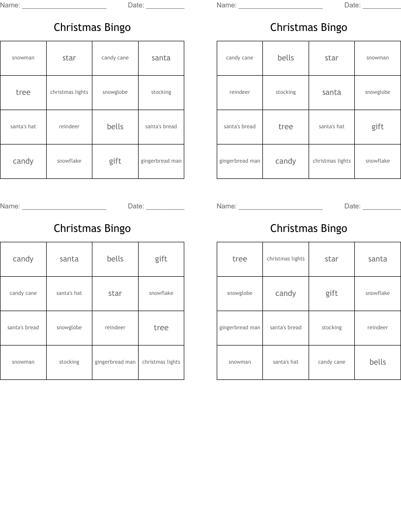 Christmas Bingo