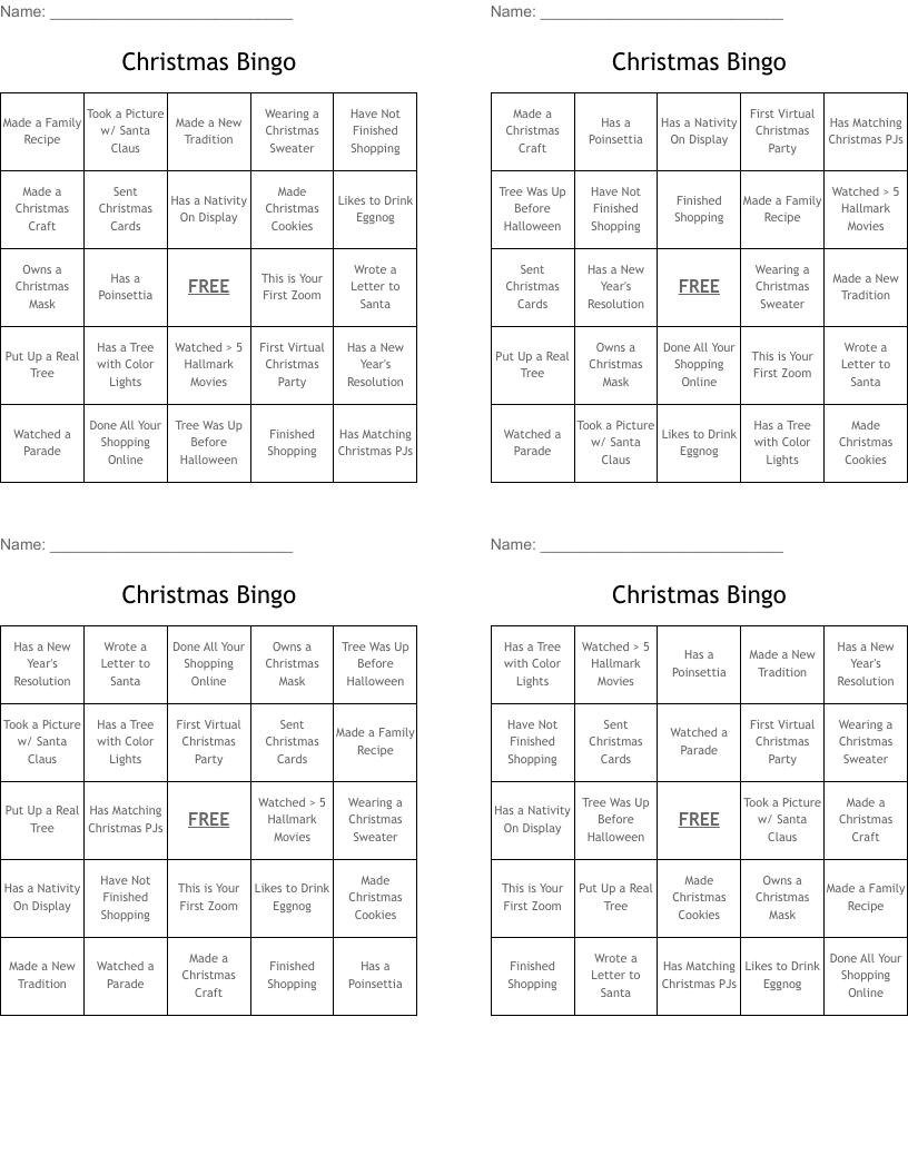 Christmas Bingo