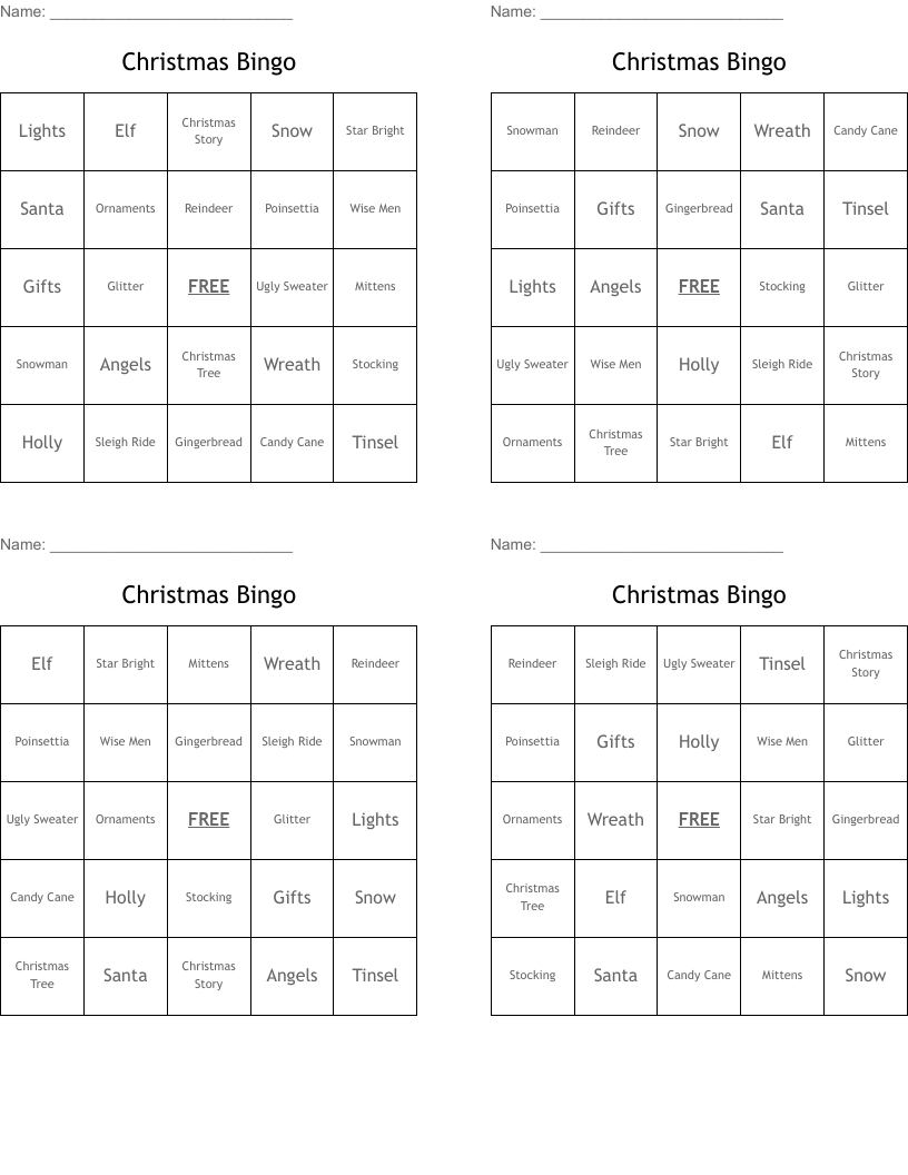 Christmas Bingo