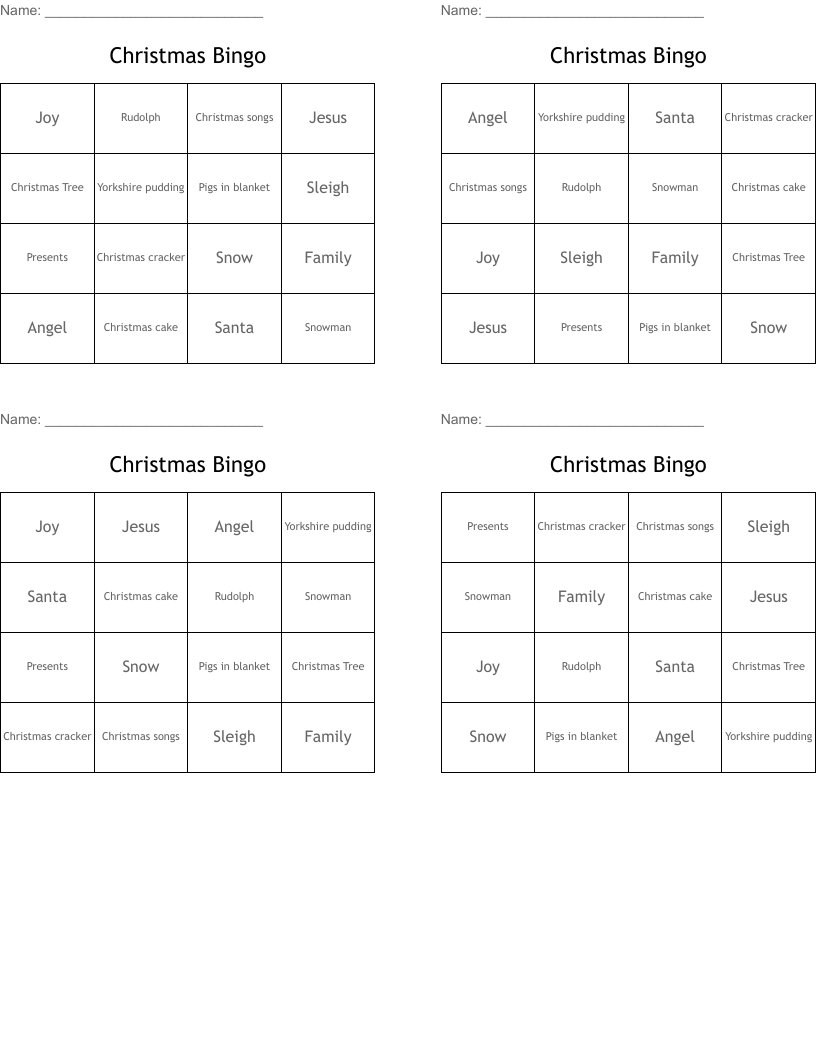 Christmas Bingo