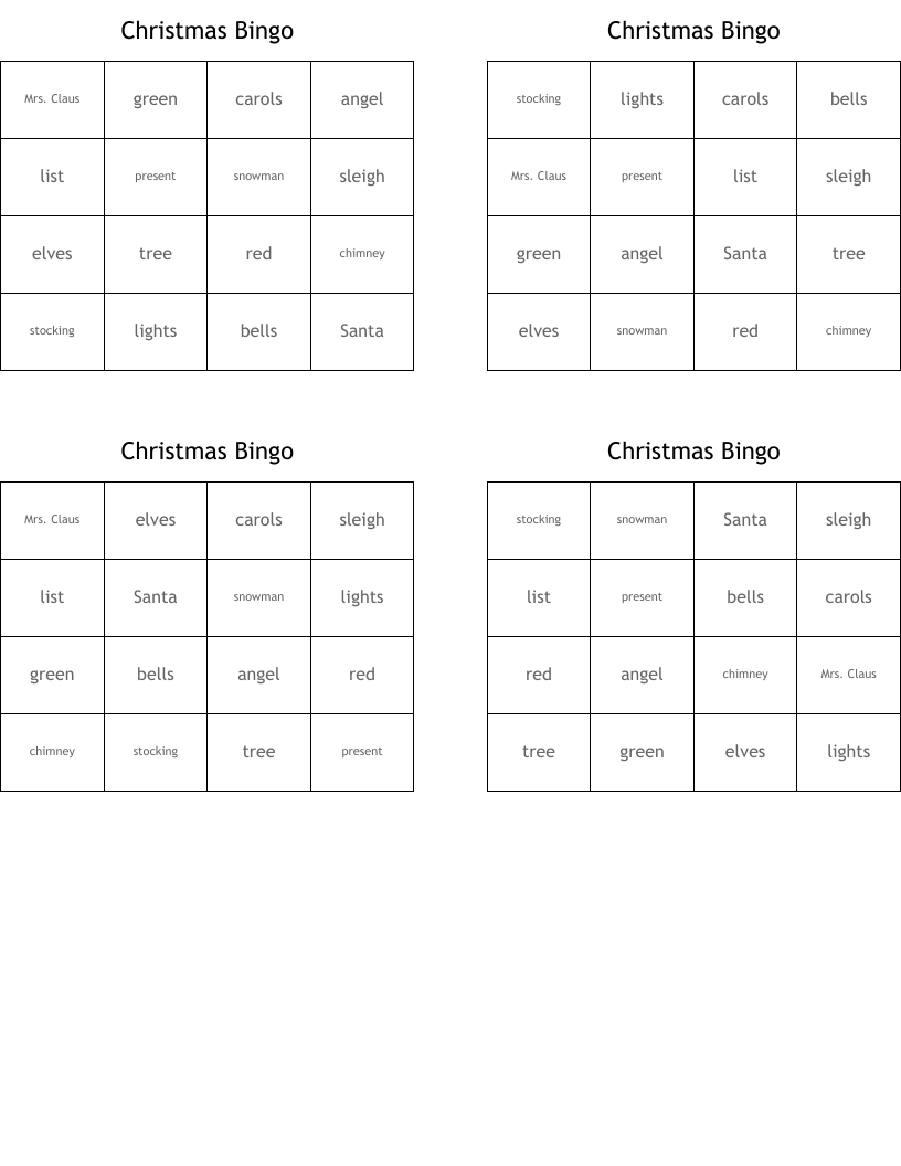 Christmas Bingo