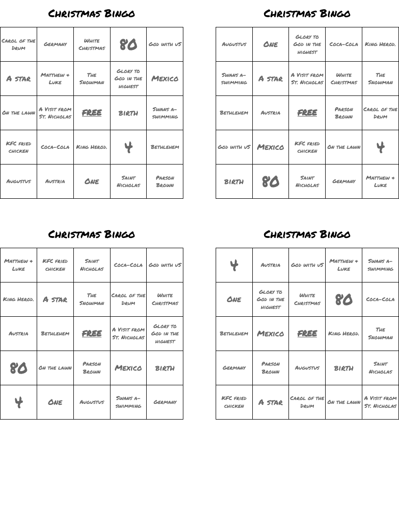 Christmas Bingo
