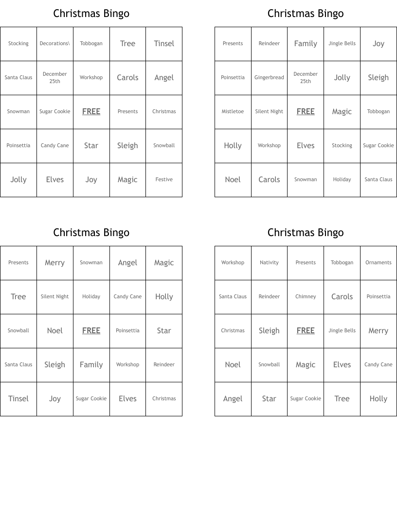 Christmas Bingo