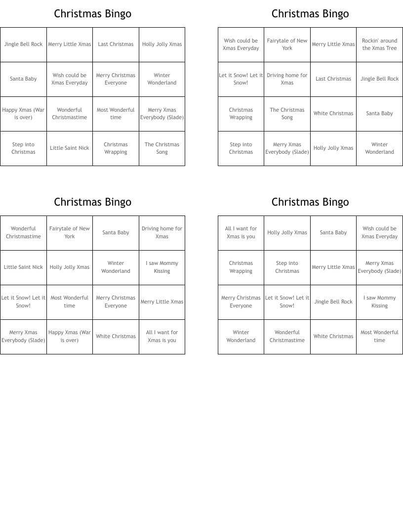 Christmas Bingo