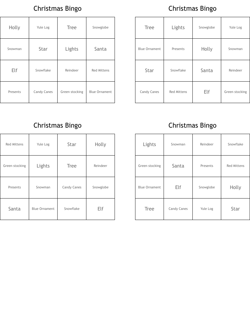 Christmas Bingo