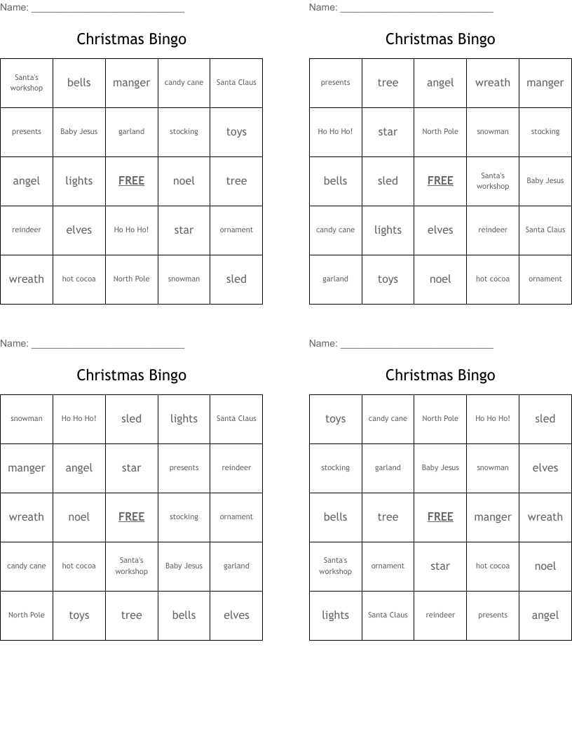 Christmas Bingo