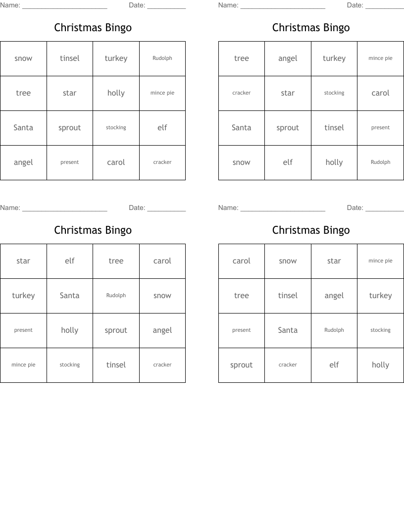 Christmas Bingo
