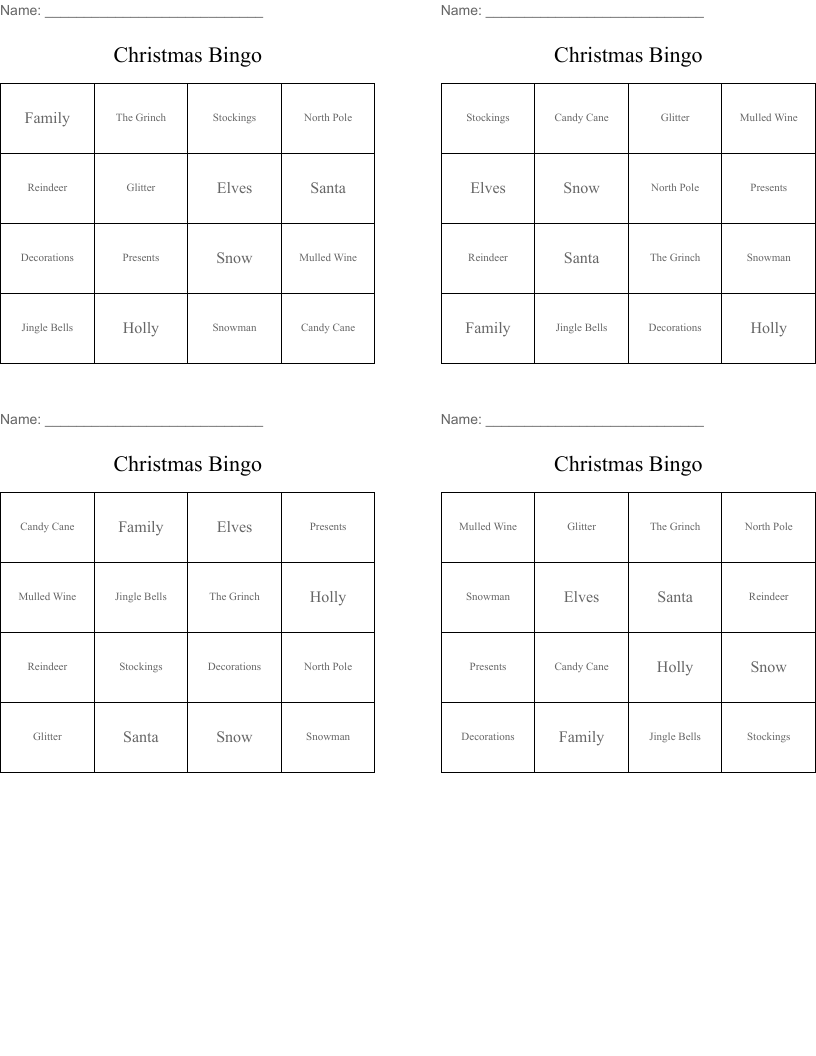 Christmas Bingo