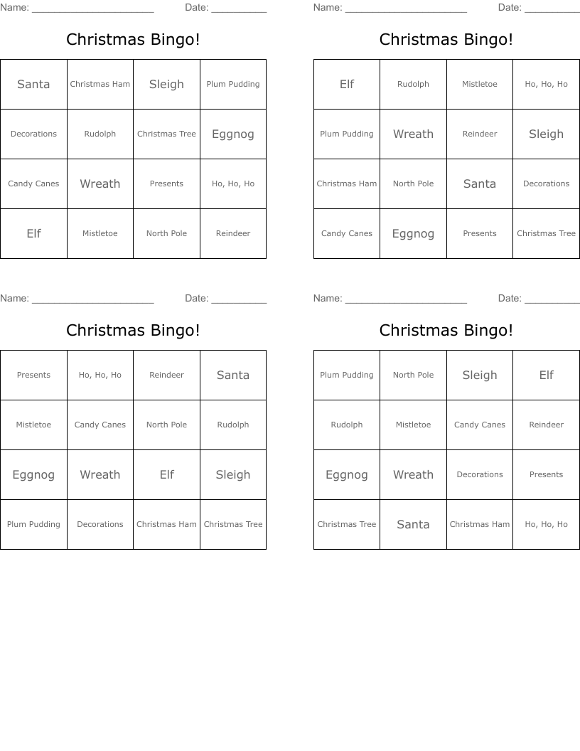 Christmas Bingo!