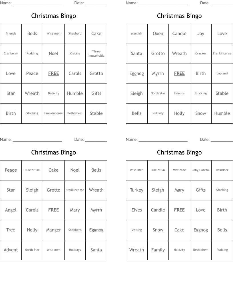 Christmas Bingo