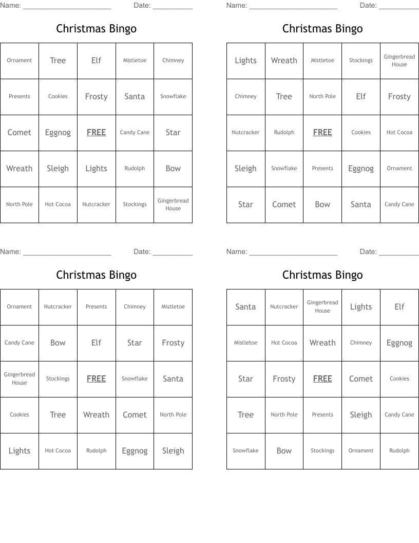 Christmas Bingo