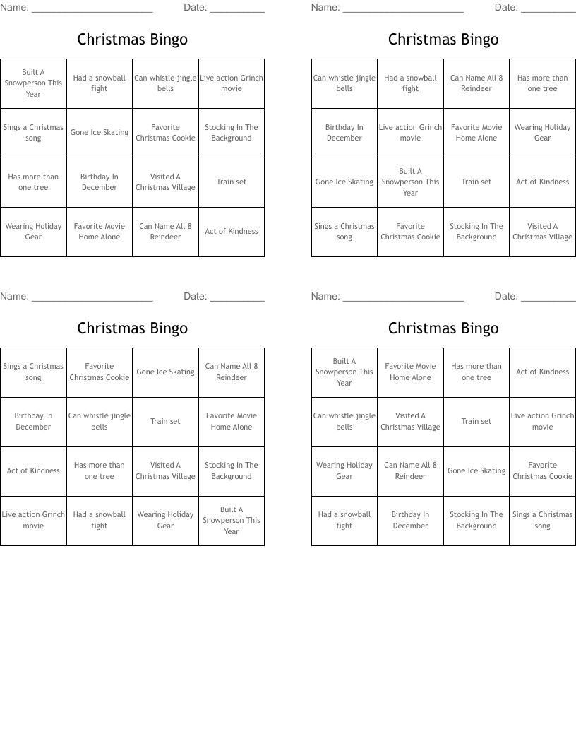 Christmas Bingo