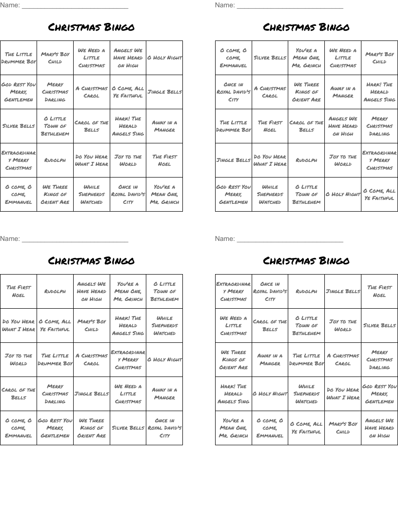 Christmas Bingo
