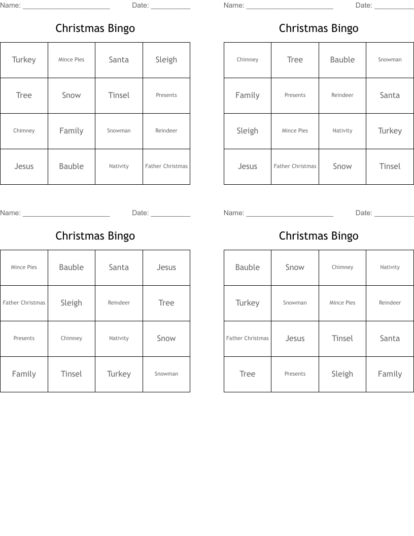 Christmas Bingo