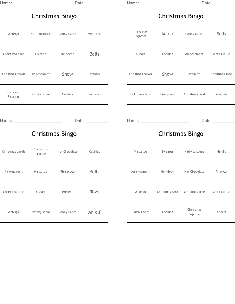 Christmas Bingo