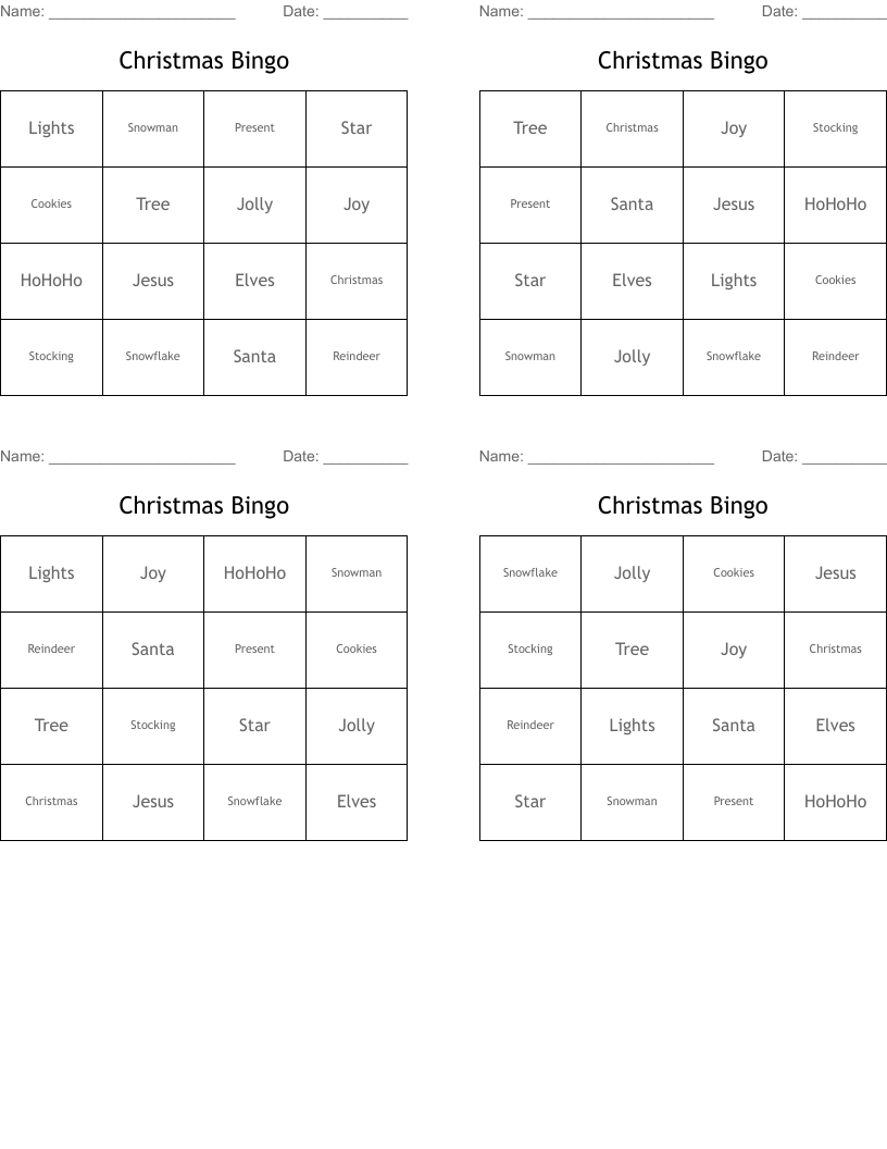 Christmas Bingo