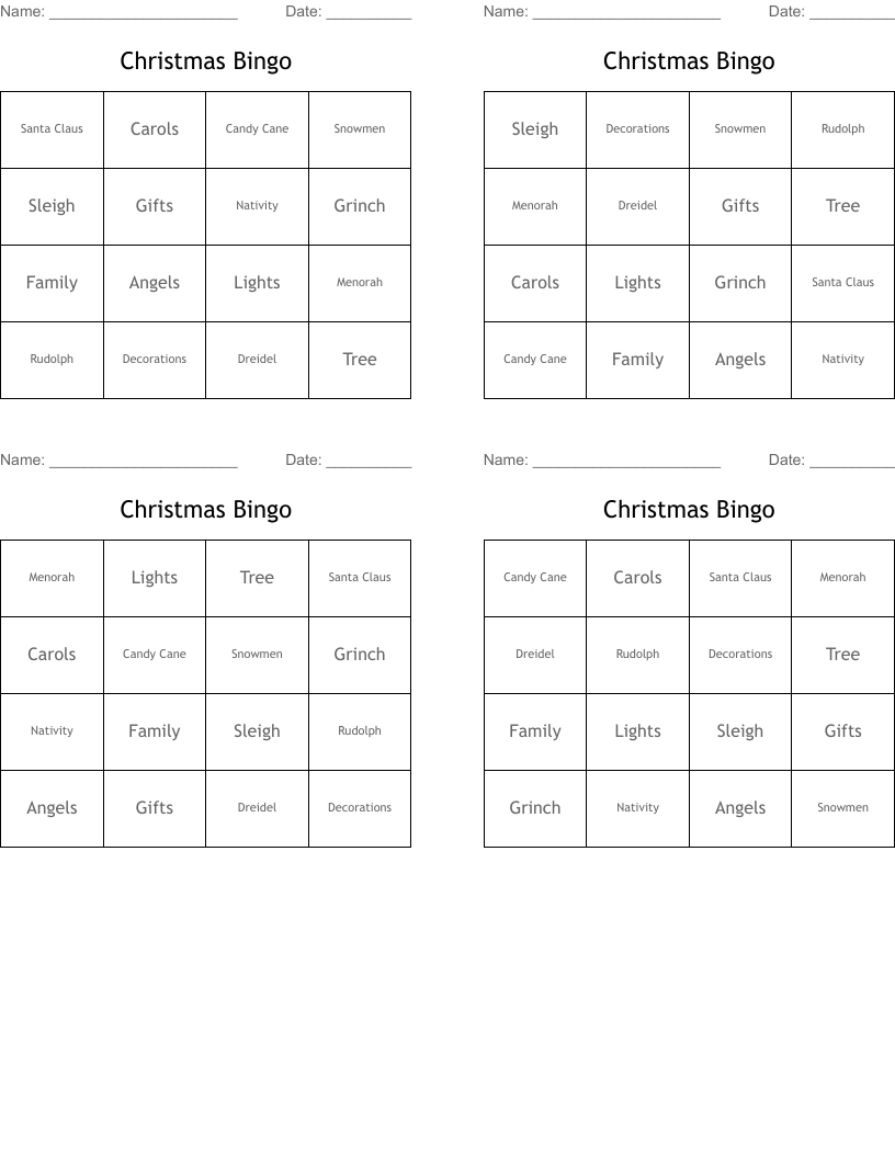 Christmas Bingo