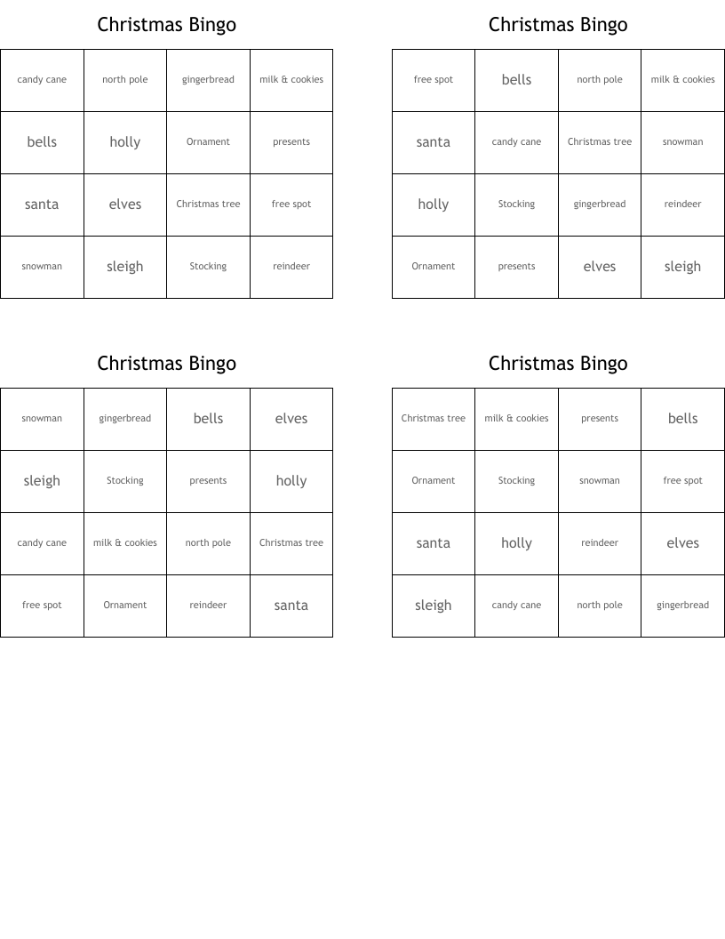Christmas Bingo