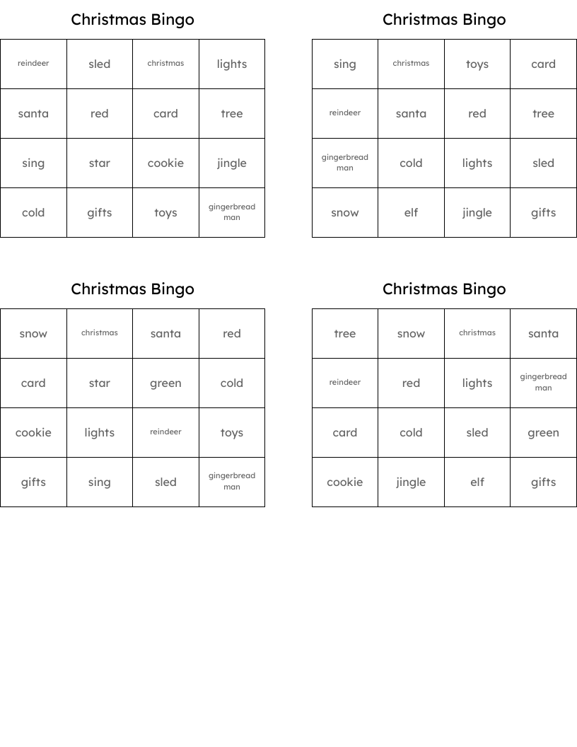 Christmas Bingo
