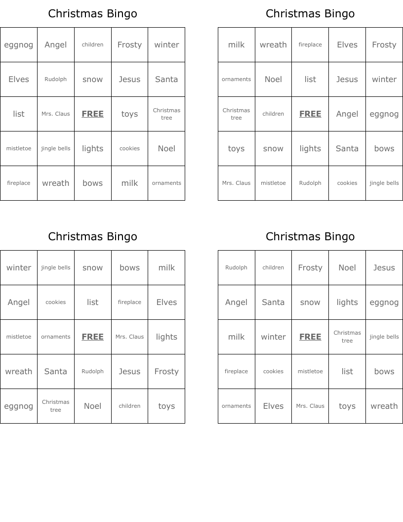 Christmas Bingo