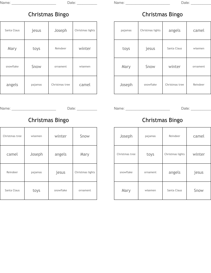 Christmas Bingo