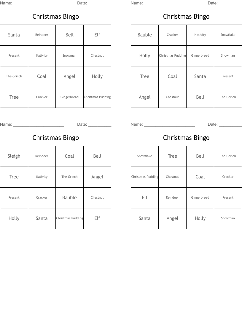 Christmas Bingo