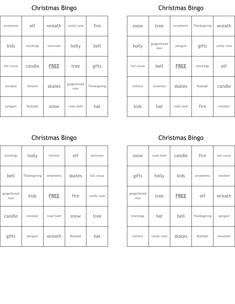 Christmas Bingo