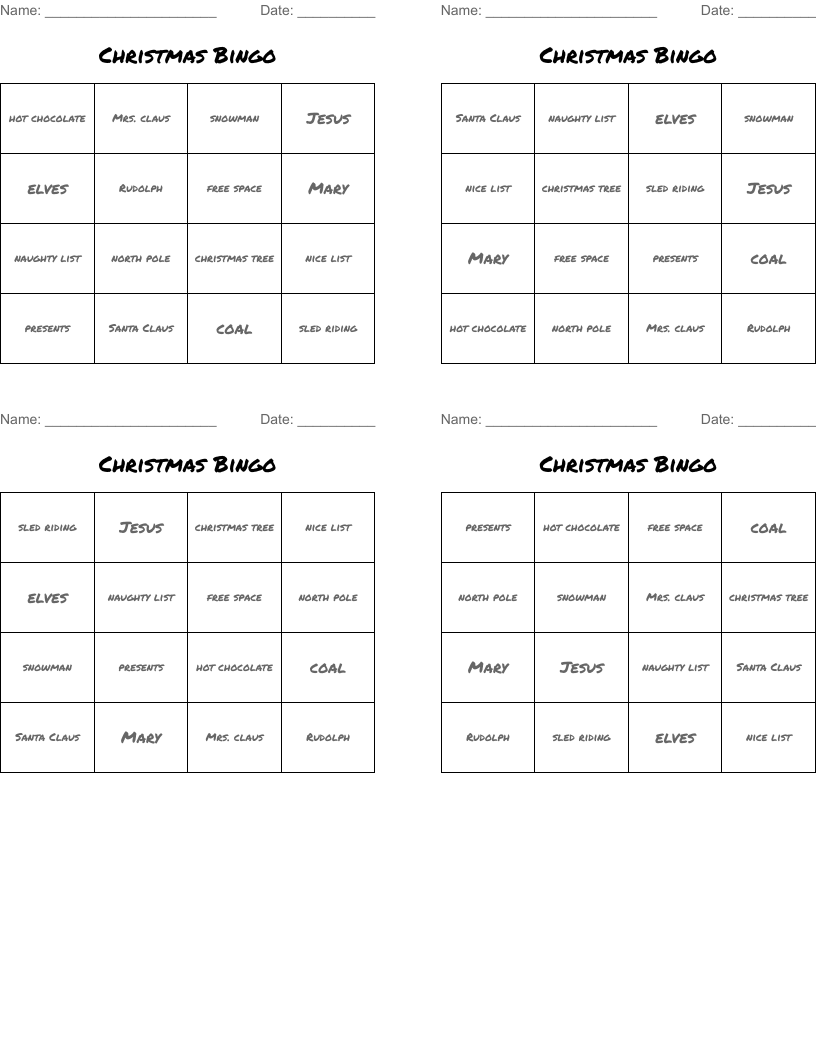 Christmas Bingo