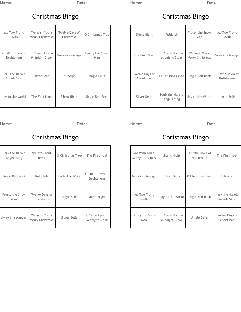 Christmas Bingo