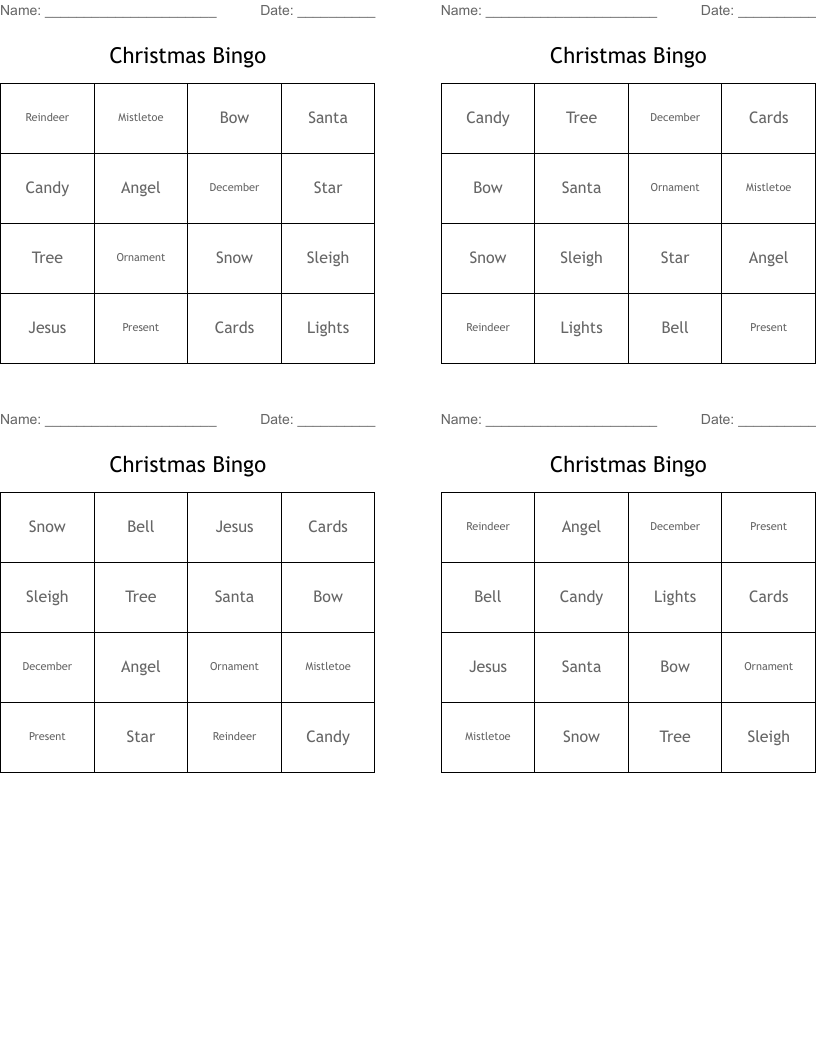 Christmas Bingo