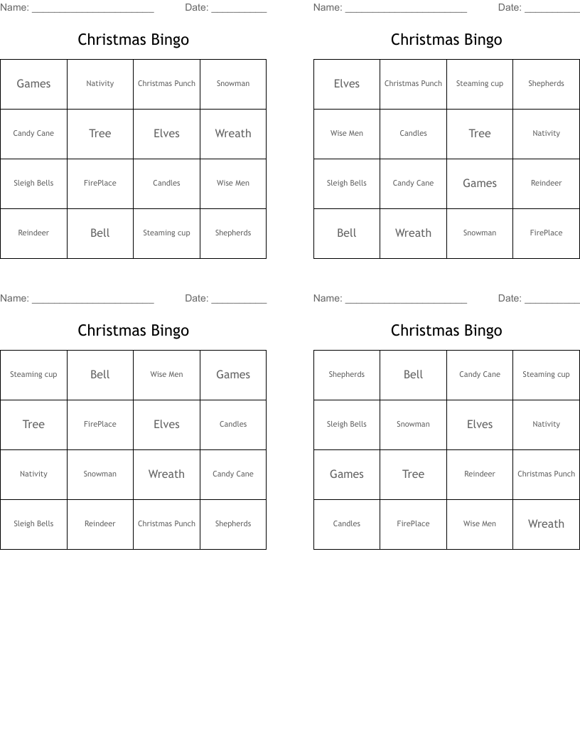Christmas Bingo