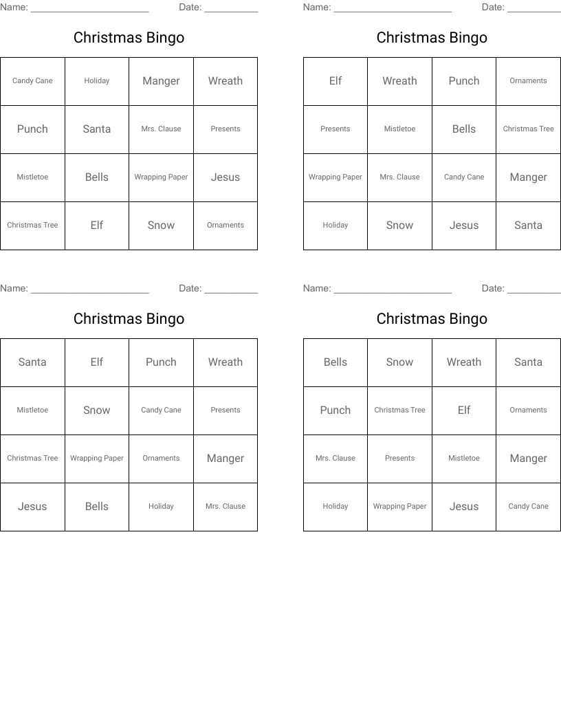 Christmas Bingo
