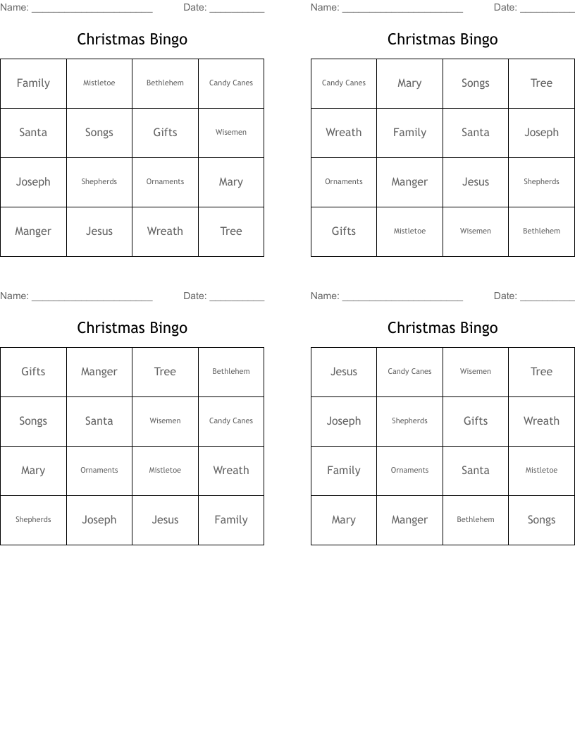 Christmas Bingo