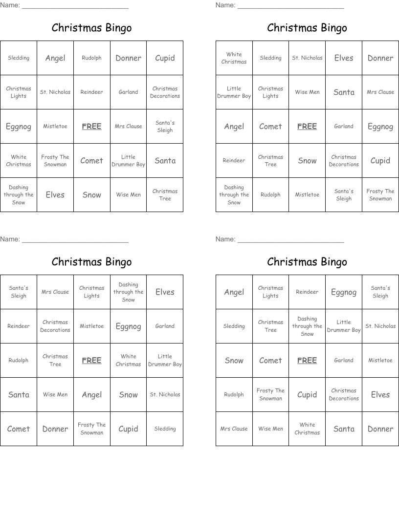 Christmas Bingo