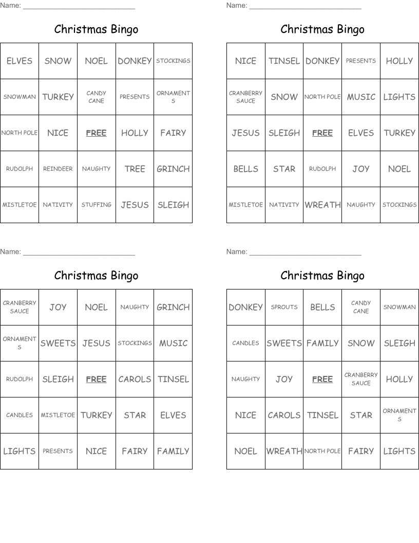 Christmas Bingo
