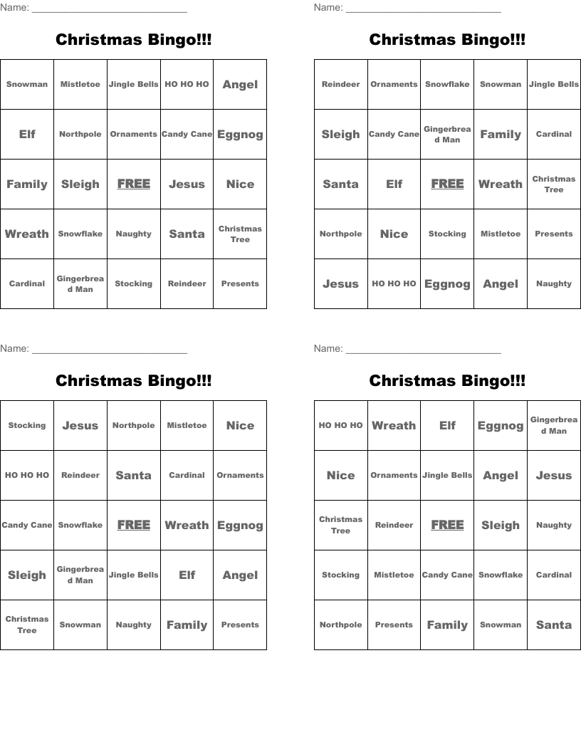 Christmas Bingo!!!