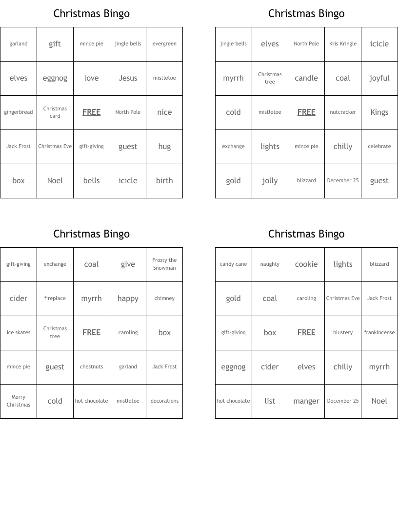 Christmas Bingo