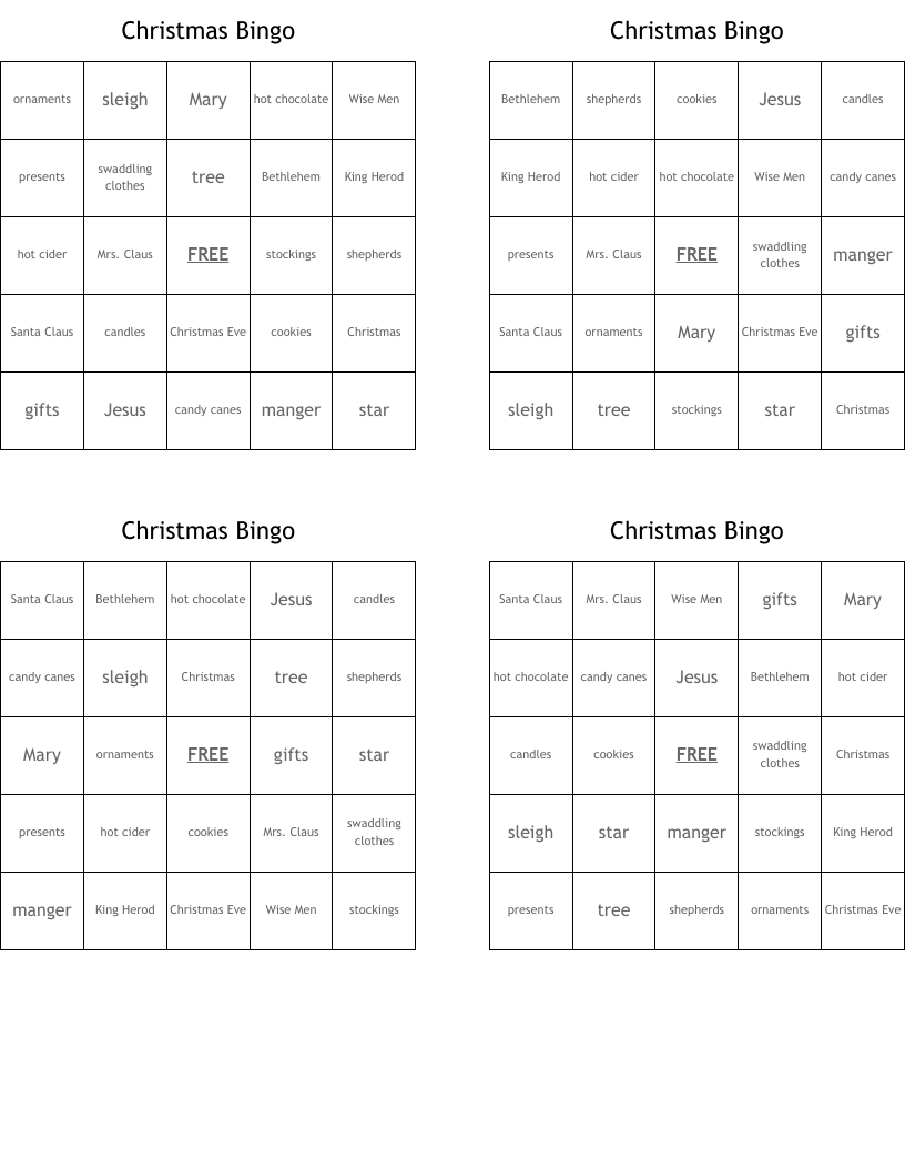 Christmas Bingo