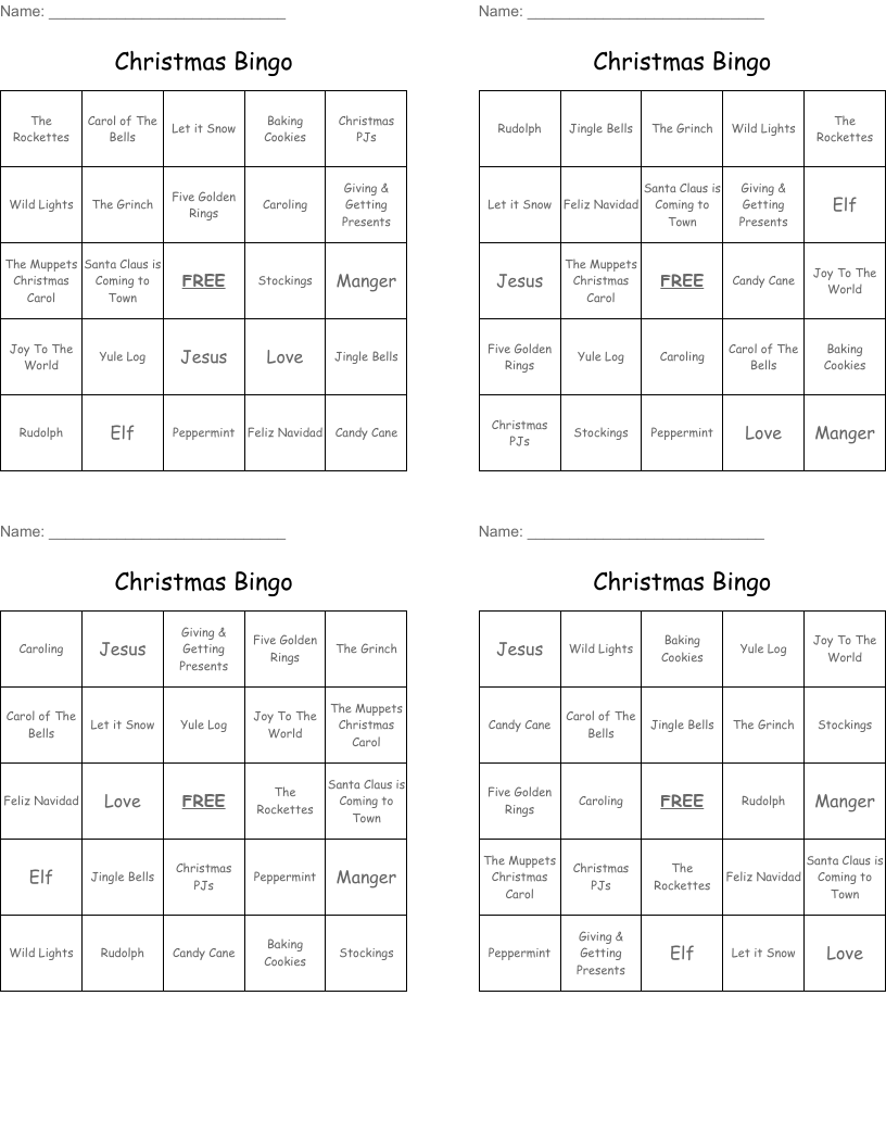 Christmas Bingo