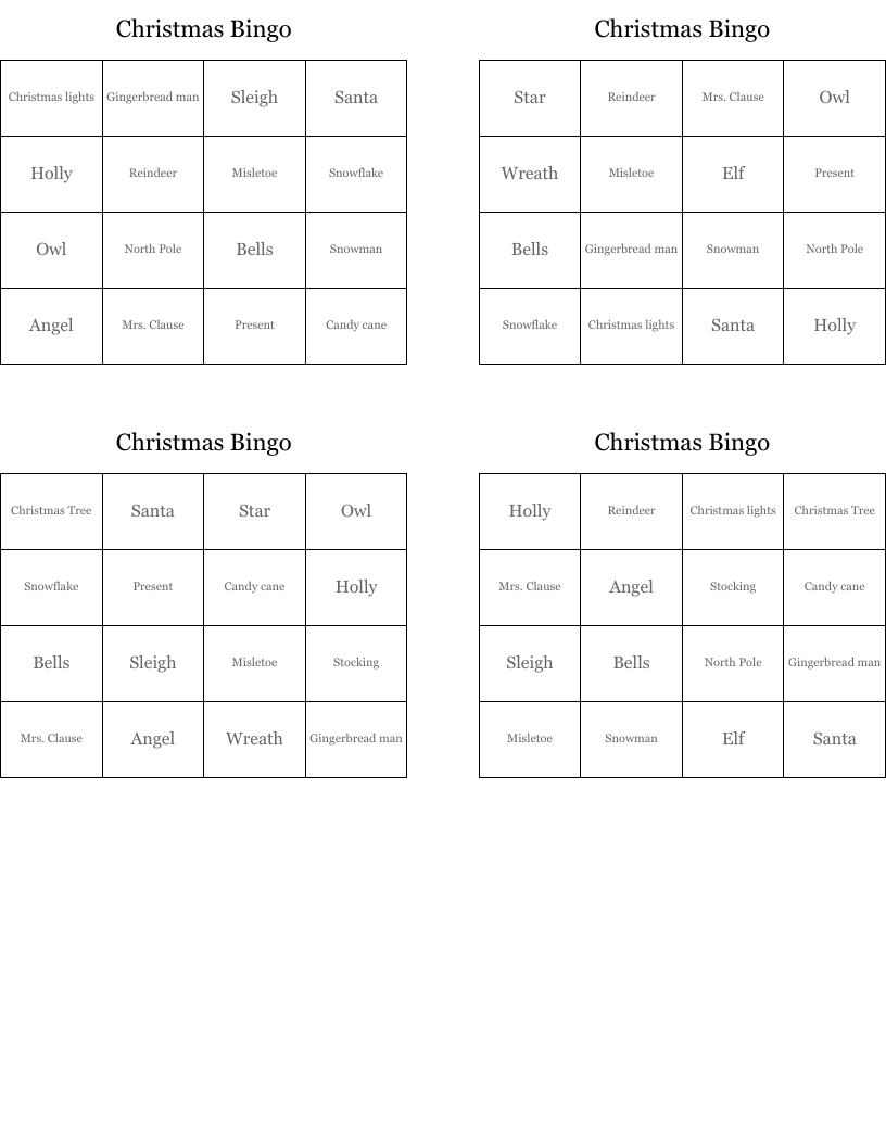 Christmas Bingo