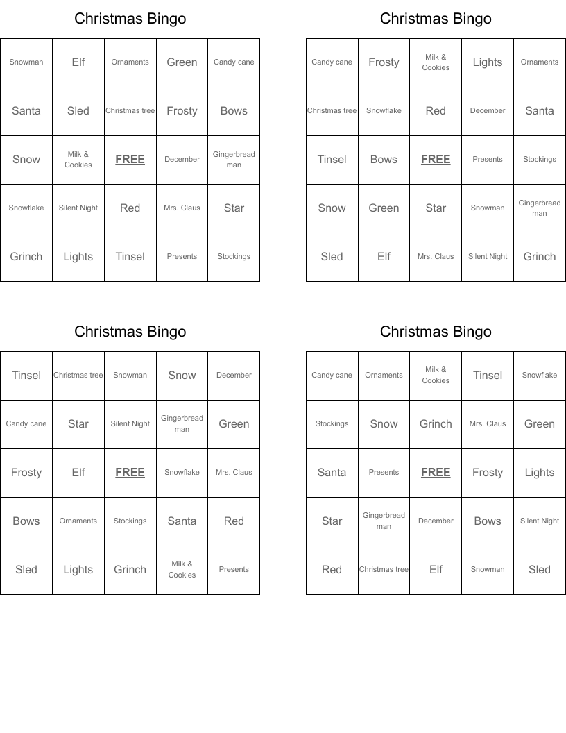 Christmas Bingo