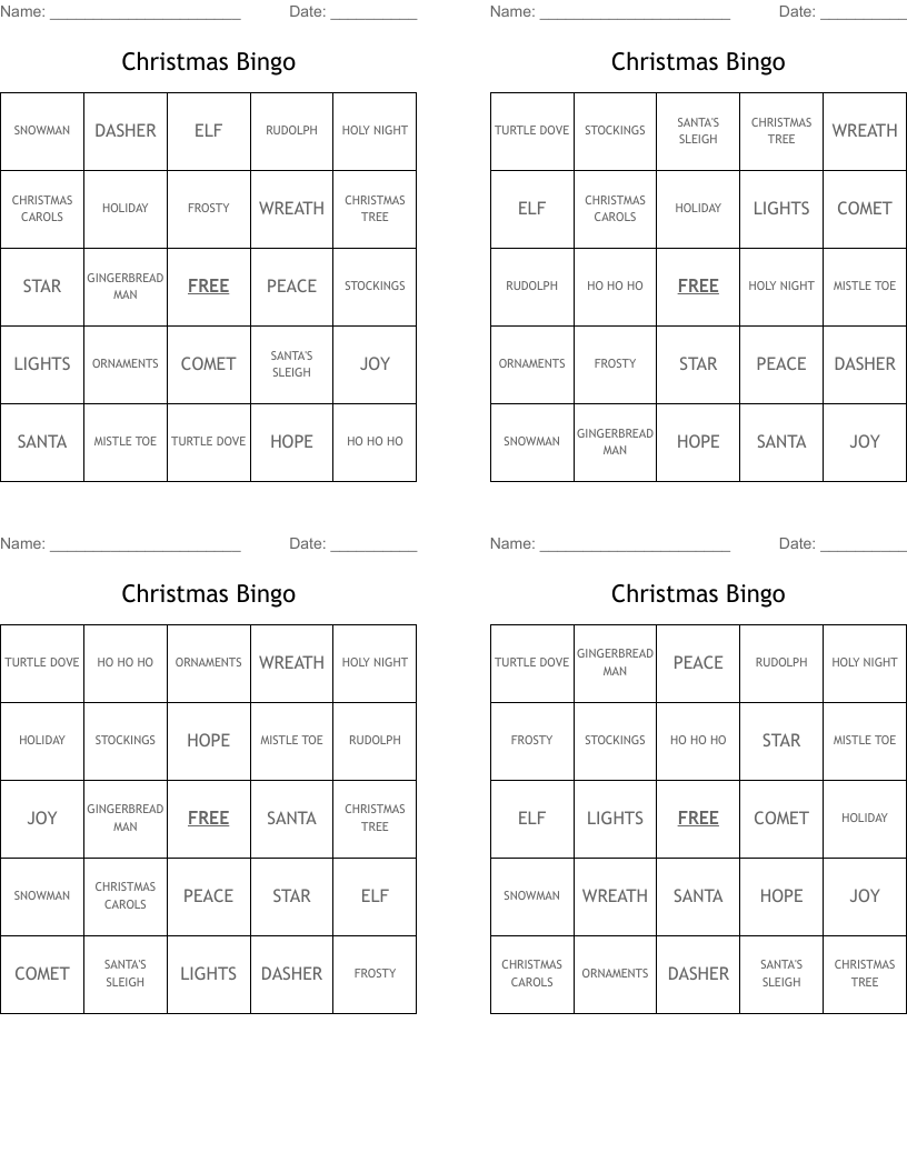 Christmas Bingo